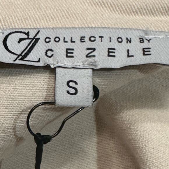 CZ Cezele Women’s Small Ivory Denim Shirt Jacket with Silver Stud Trim & Fringe - Picture 4 of 7